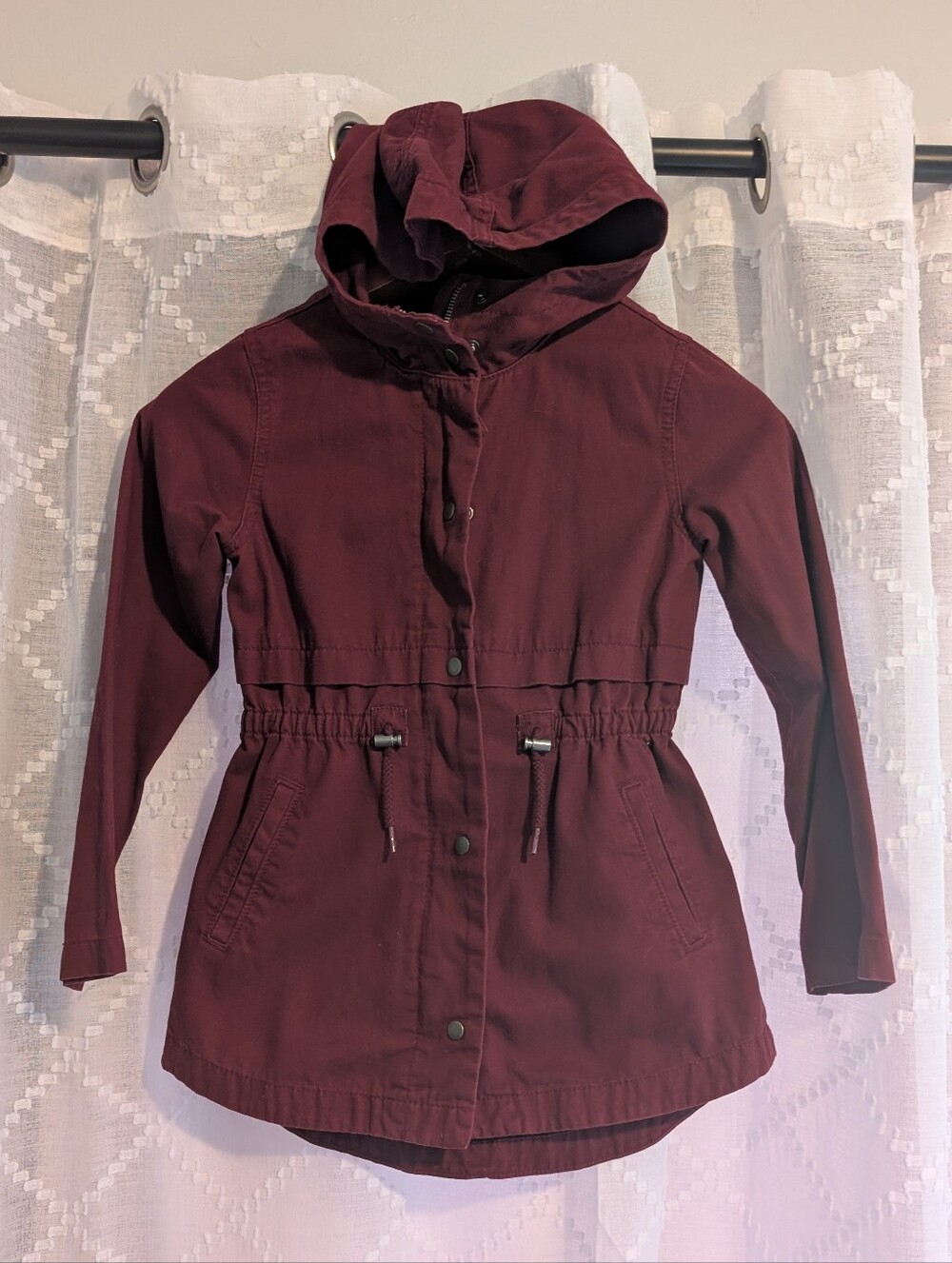 Old Navy Girls Hooded Drawstring Waist Anorak Jacket - Burgundy
